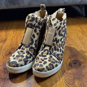 Leopard Print Women's Wedge Shoes
